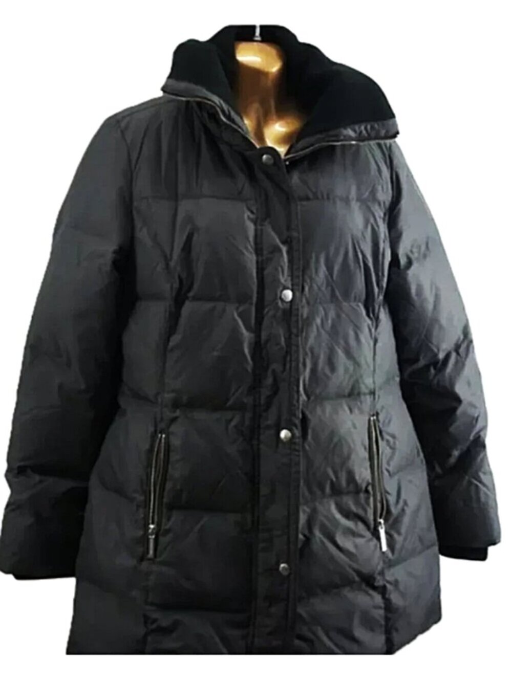 Michael Kors Black Down Fill Mid Length Puffy Coat size S